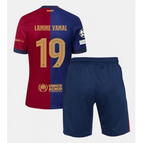 Fotbalové Dres Barcelona Lamine Yamal #19 Dětské Domácí 2024-25 Krátký Rukáv (+ trenýrky)